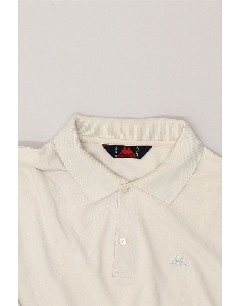 KAPPA Mens Long Sleeve Polo Shirt 2XL White Cotton Vintage Kappa and Second-Hand Kappa from Messina Hembry 