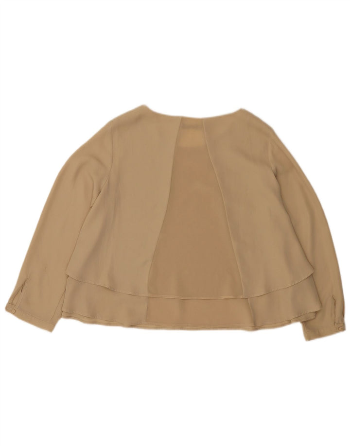 Zara Womens Long Sleeve Blouse Top UK 14 Medium Beige Polyester