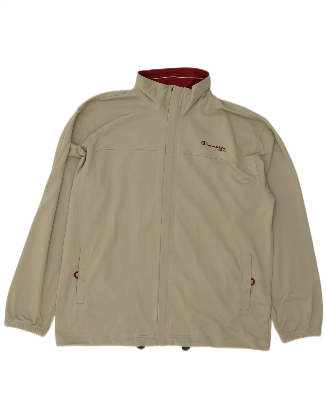 CHAMPION Mens Tracksuit Top Jacket Large Khaki Polyester