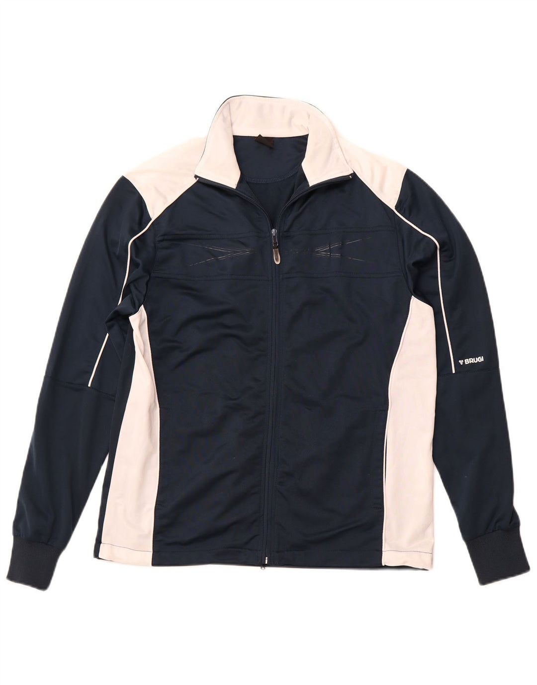 BRUGI Mens Tracksuit Top Jacket Medium Navy Blue Colourblock Polyester