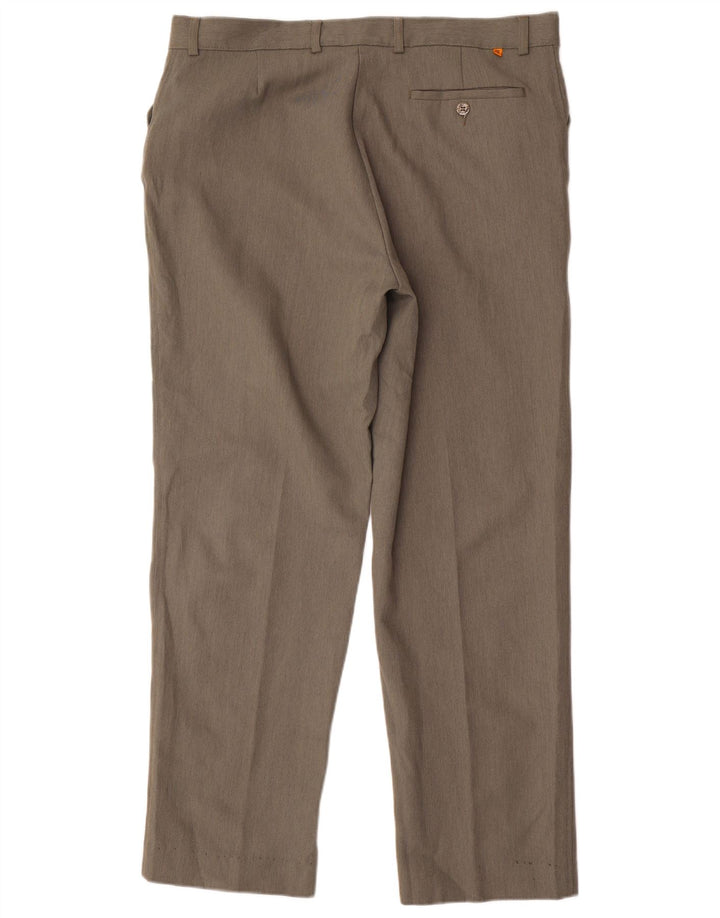 Farah Mens Straight Casual Trousers W38 L31 Khaki Polyester