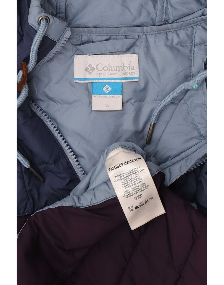 Columbia Mens Hooded Padded Jacket UK 36 Small Blue Colourblock Polyester