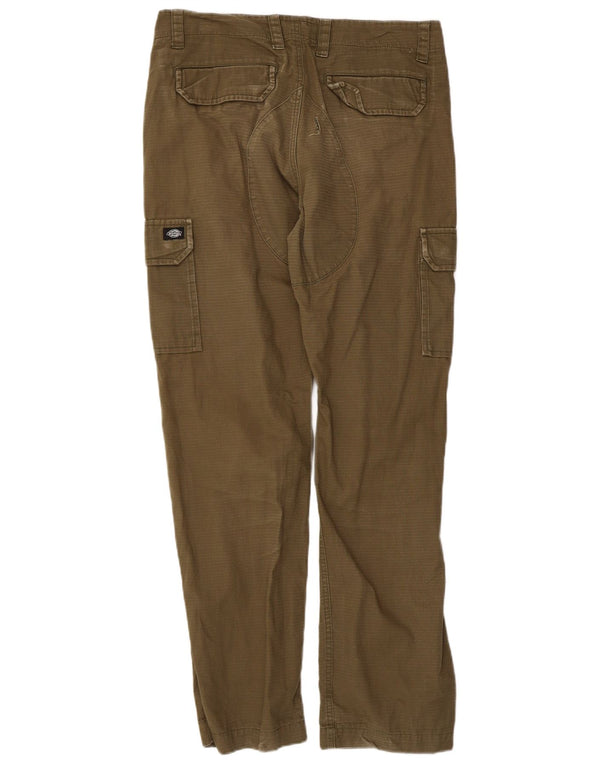 Dickies Mens Straight Cargo Trousers W32 L32 Khaki Striped Cotton