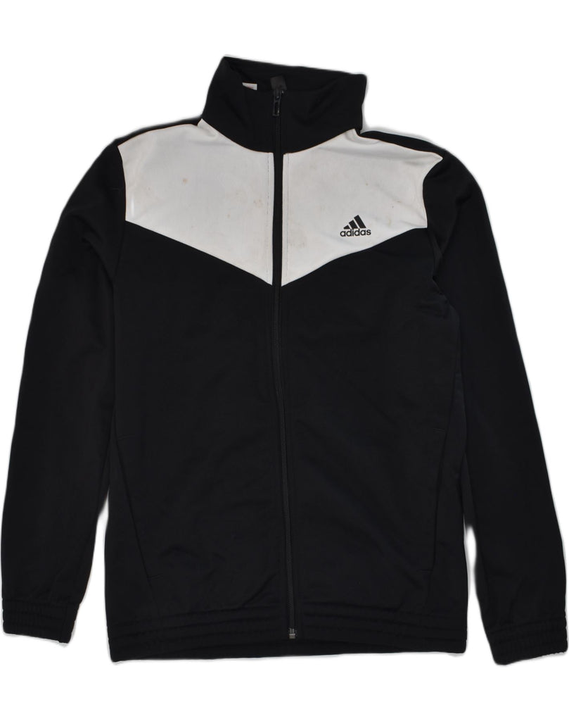 ADIDAS Boys Tracksuit Top Jacket 12-13 Years Black Colourblock Polyester | Vintage Adidas | Thrift | Second-Hand Adidas | Used Clothing | Messina Hembry 