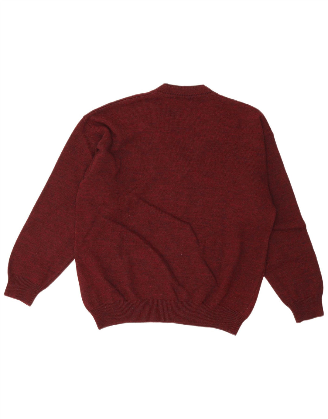 VINTAGE Mens V-Neck Jumper Sweater IT 48 Medium Burgundy Argyle/Diamond