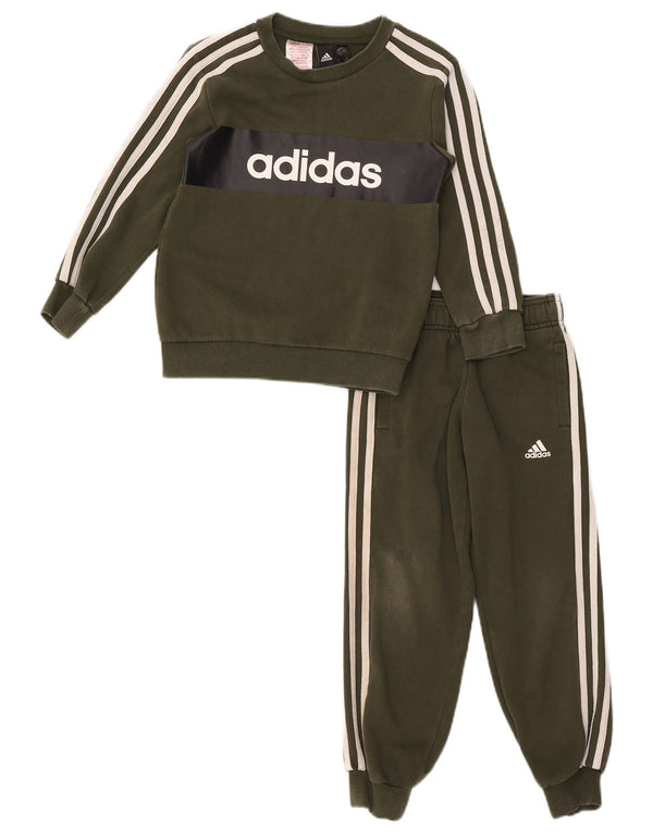 Adidas Boys Full Tracksuit 6-7 Years  Khaki Cotton