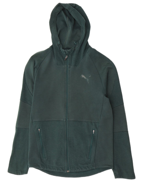 Puma Mens Zip Hoodie Sweater Medium Green Cotton