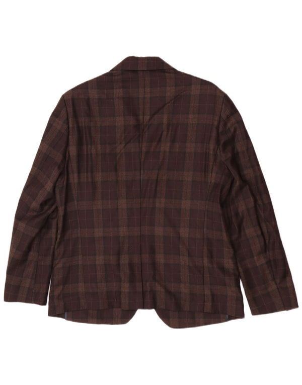 Mauro Grifoni Mens 1 Button Blazer Jacket IT 50 Large Brown Plaid Wool
