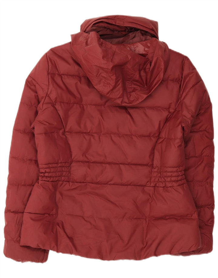 Marks & Spencer Womens Hooded Padded Jacket UK 12 Medium Burgundy Polyester