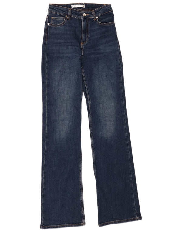 Zara Womens High Rise Straight Jeans EU 34 2XS W24 L34 Navy Blue Cotton