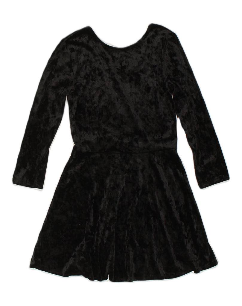 H&M Girls Velour Long Sleeve A-Line Dress 12-13 Years Black Polyester | Vintage H&M | Thrift | Second-Hand H&M | Used Clothing | Messina Hembry 