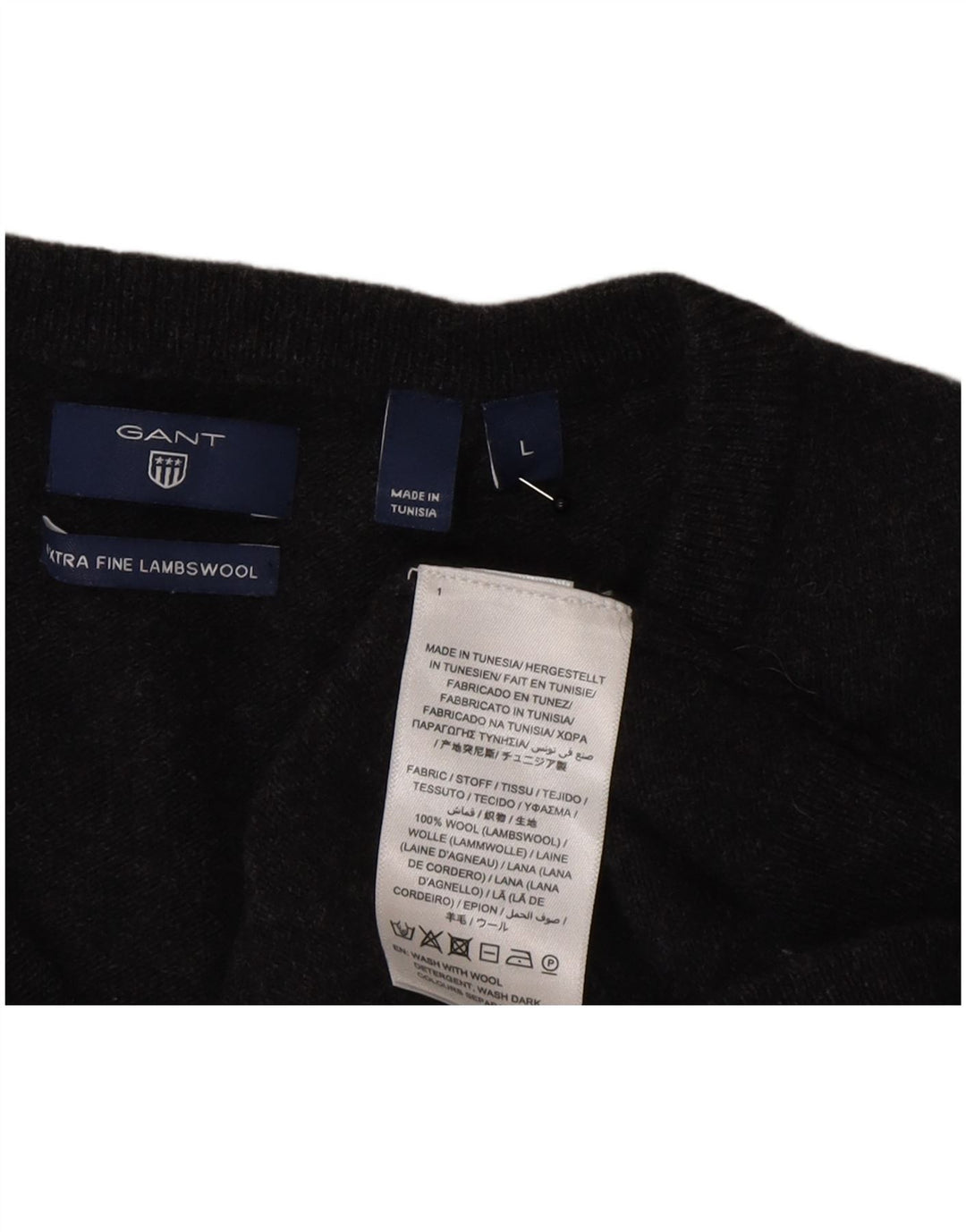 Gant Womens V-Neck Jumper Sweater UK 16 Large Grey Lambswool