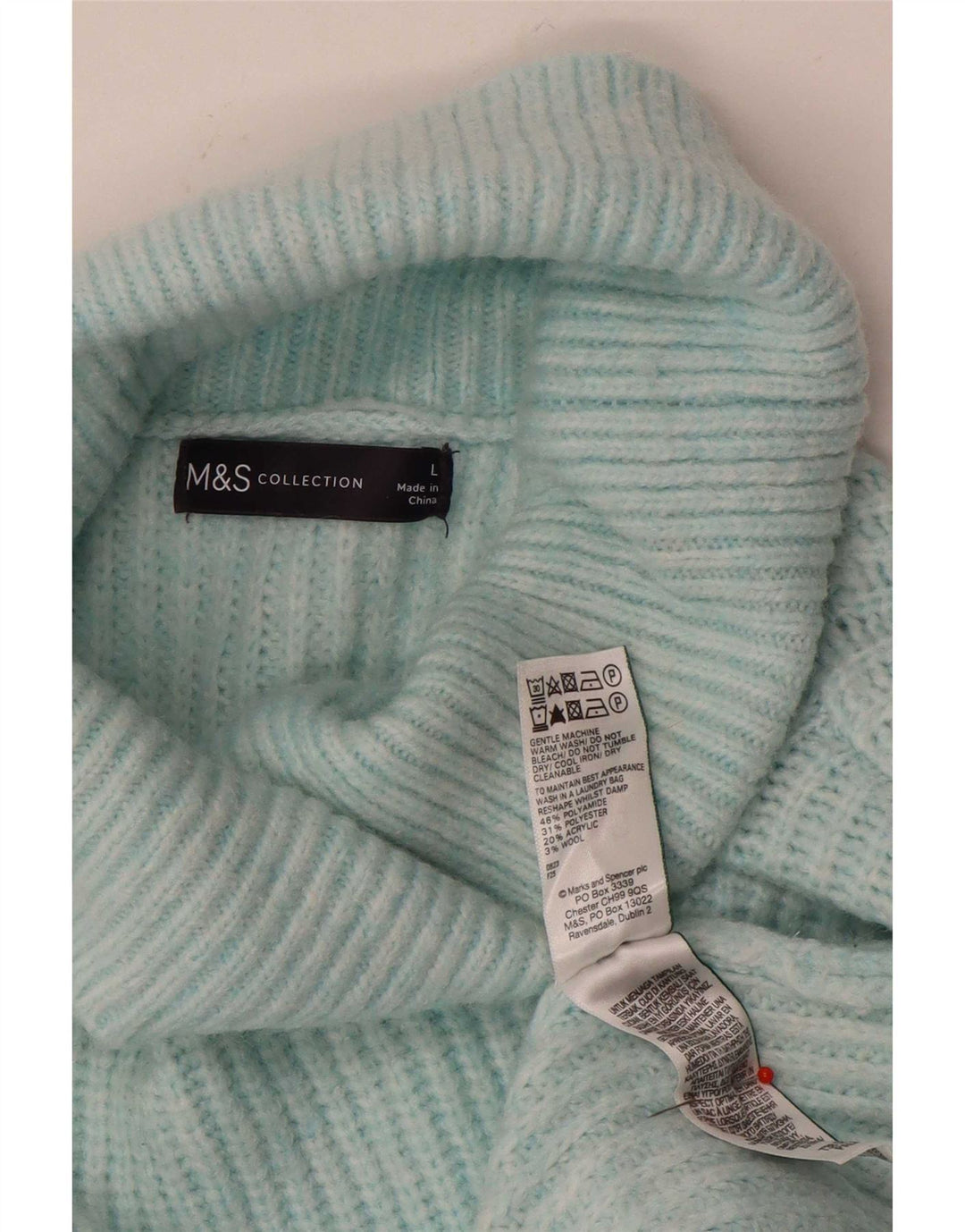 Marks & Spencer Womens Oversized Roll Neck Jumper Sweater UK 16 Large Blue