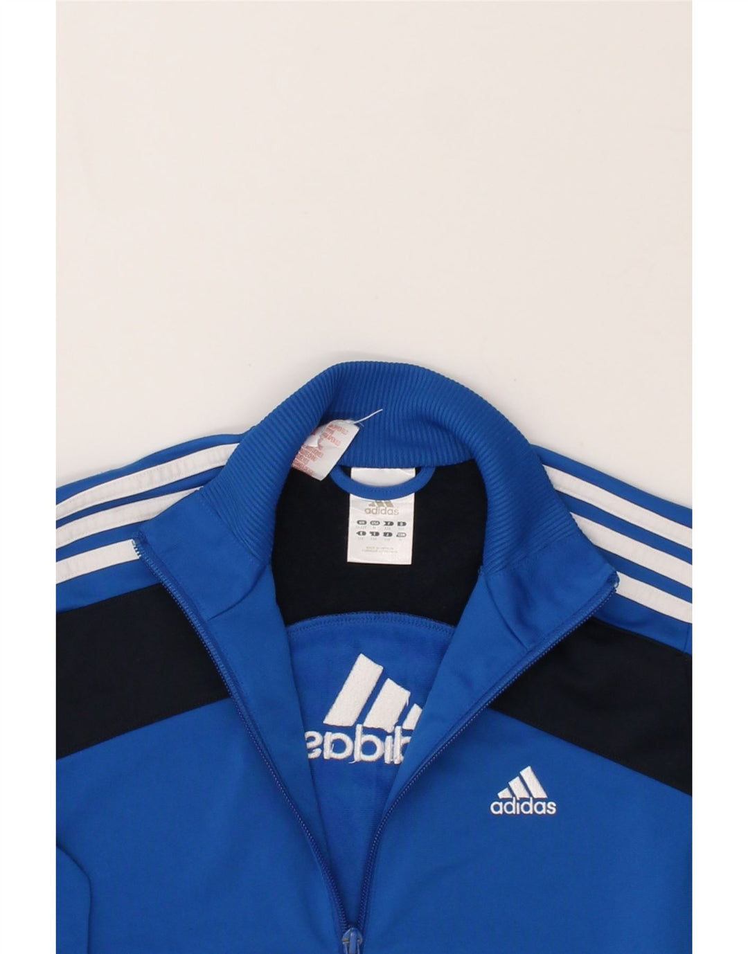 ADIDAS Boys Graphic Tracksuit Top Jacket 11-12 Years Blue Colourblock Vintage Adidas and Second-Hand Adidas from Messina Hembry 