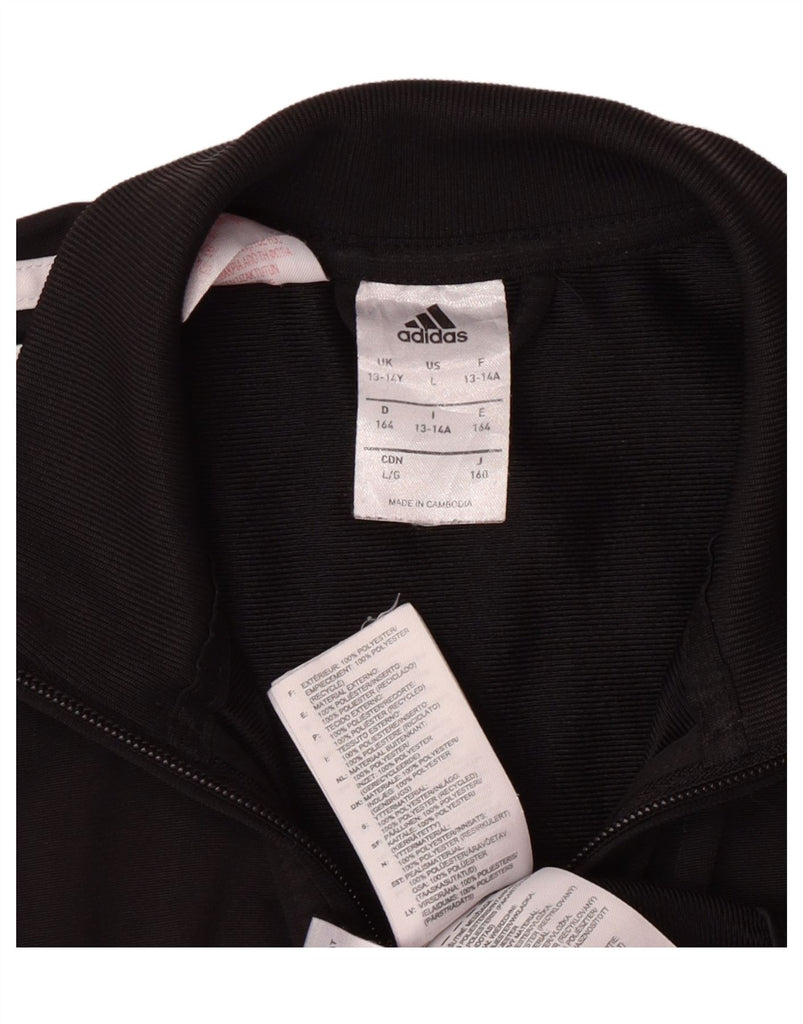 ADIDAS Boys Tracksuit Top Jacket 13-14 Years Black Polyester Vintage Adidas and Second-Hand Adidas from Messina Hembry 