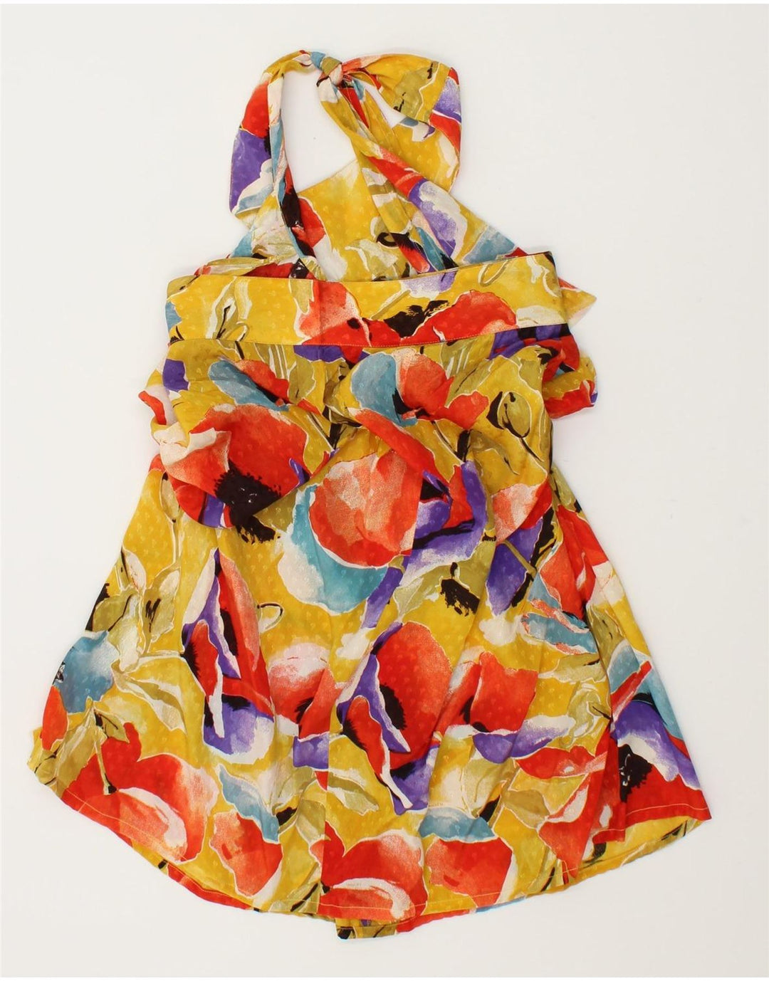 VINTAGE Womens Halter Top IT 38 XS Multicoloured Floral Acetate Vintage Vintage and Second-Hand Vintage from Messina Hembry 