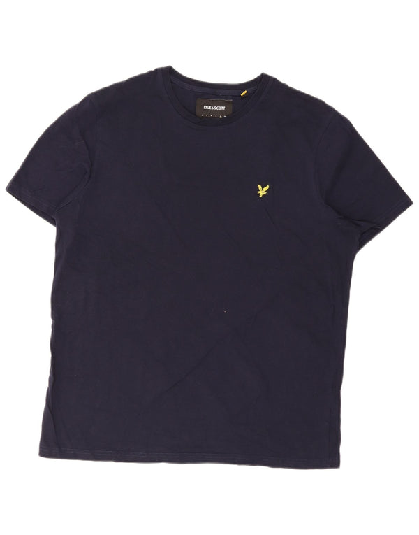 Lyle & Scott Mens T-Shirt Top XL Navy Blue Cotton