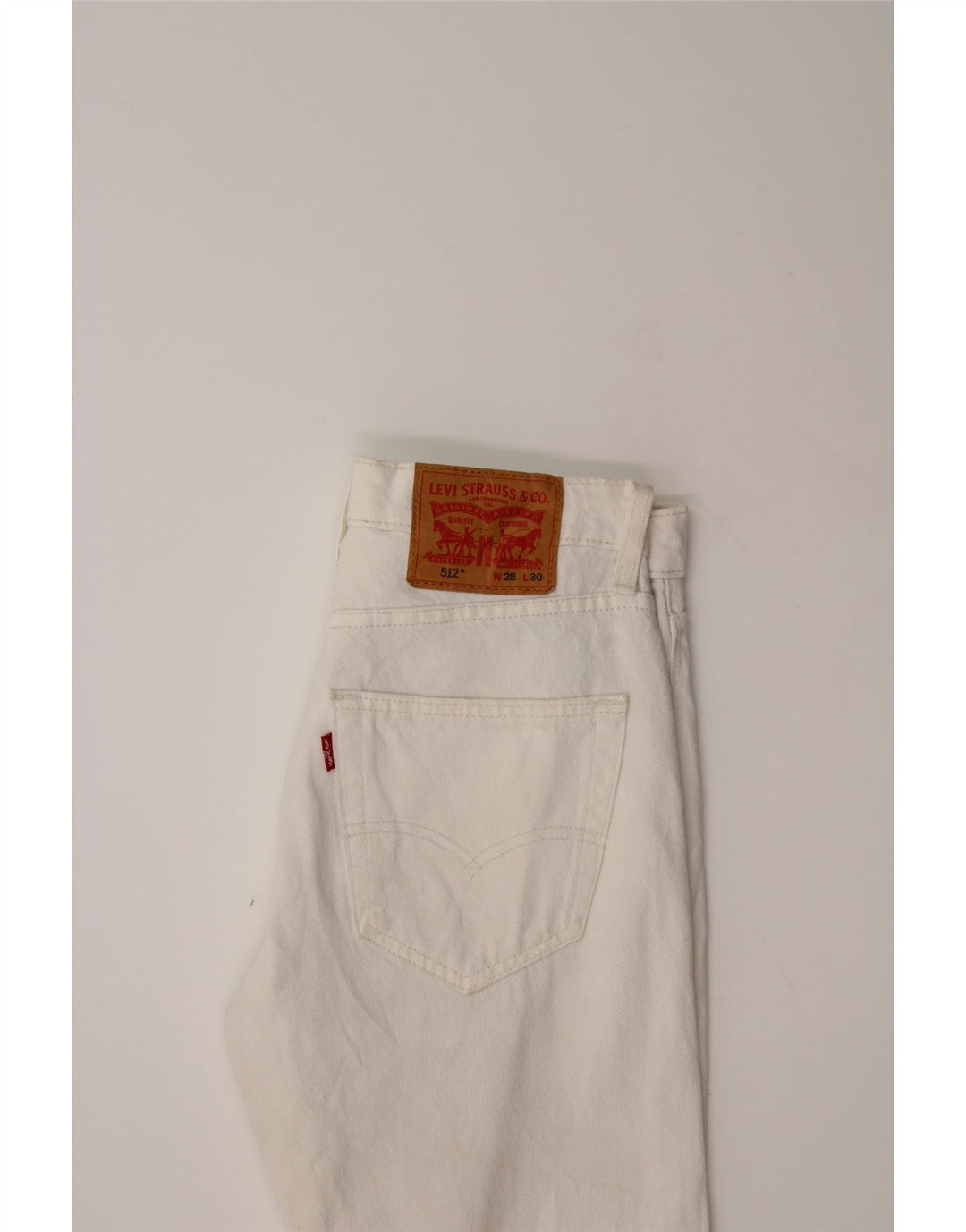 LEVI'S Womens 512 Distressed Slim Tapered Jeans W28 L30 White Cotton Vintage Levi's and Second-Hand Levi's from Messina Hembry 