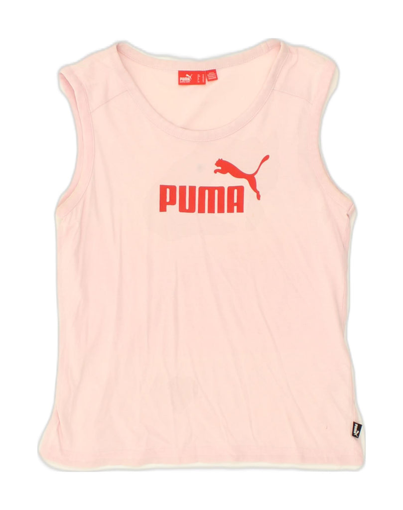 PUMA Womens Graphic Vest Top UK 12 Medium Pink Cotton | Vintage Puma | Thrift | Second-Hand Puma | Used Clothing | Messina Hembry 