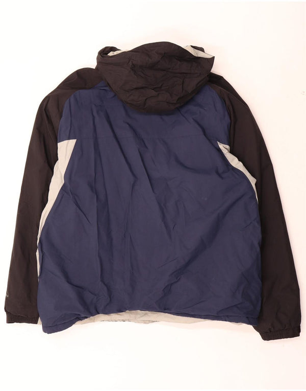 Columbia Mens Hooded Ski Jacket UK 42 XL Navy Blue Colourblock Nylon