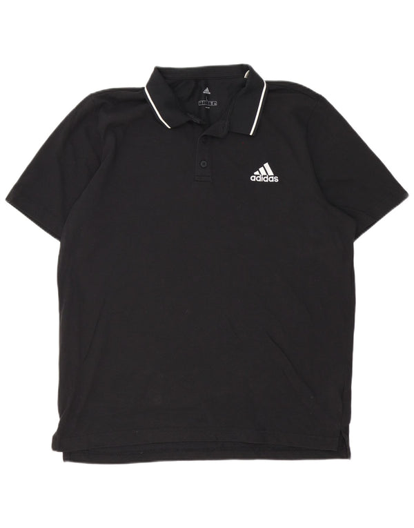 Adidas Mens Polo Shirt Large Black Cotton