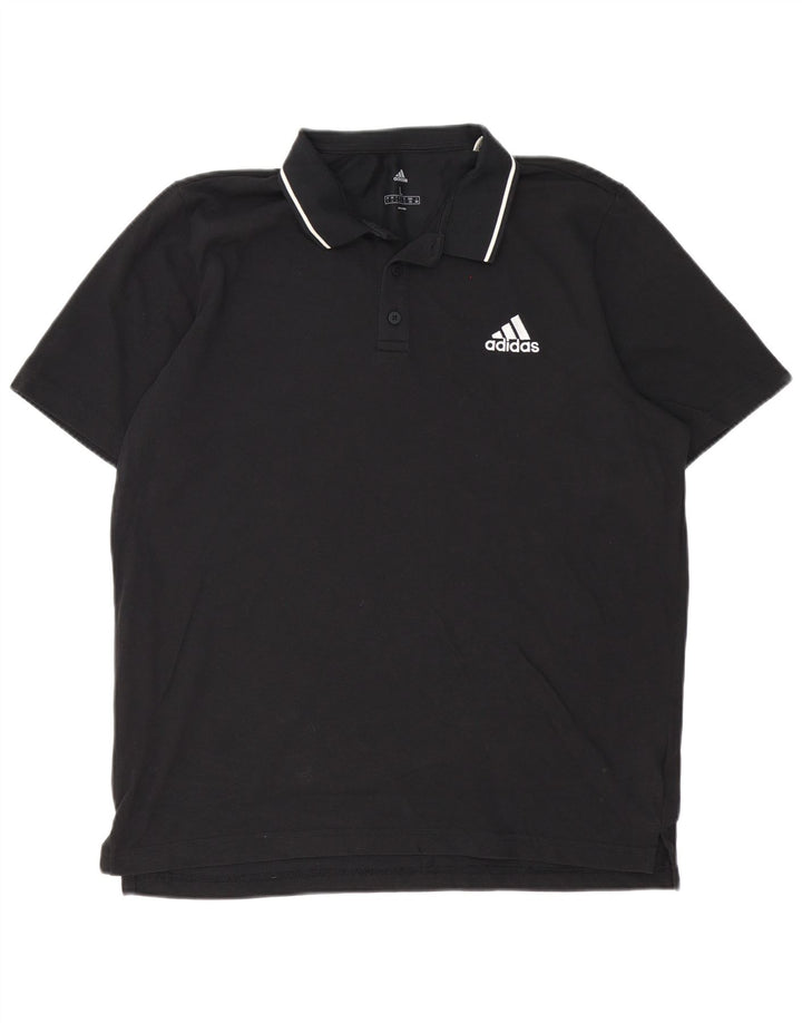 Adidas Mens Polo Shirt Large Black Cotton