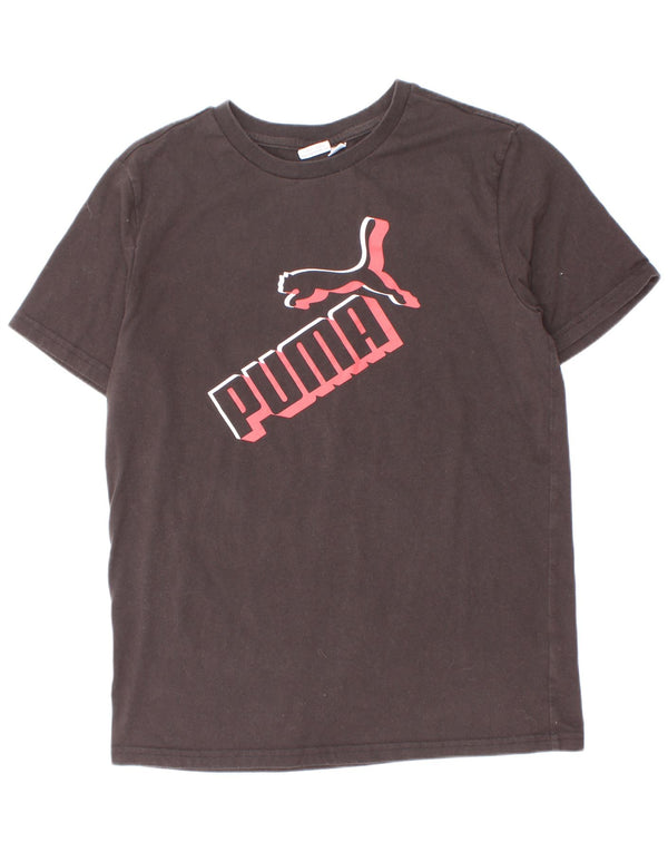 Puma Boys Graphic T-Shirt Top 11-12 Years Large Black Cotton