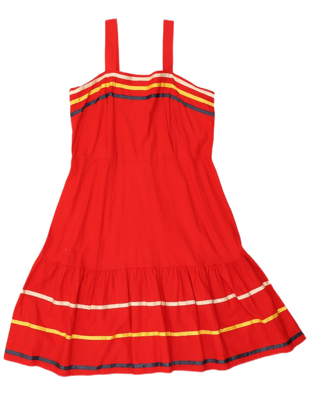 Vintage Womens Sundress UK 14 Medium Red Striped
