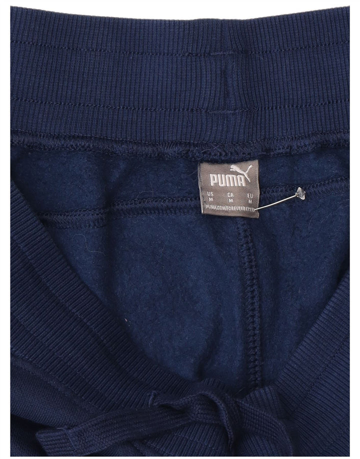PUMA Mens Graphic Tracksuit Trousers Joggers Medium  Navy Blue Cotton