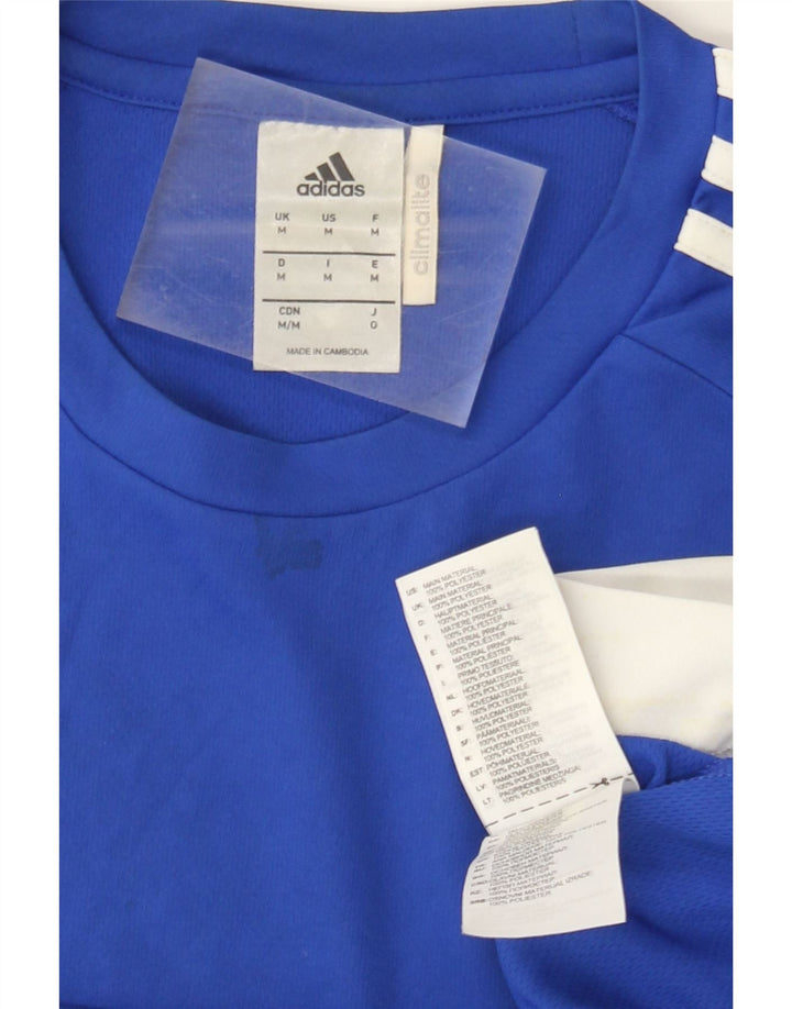 Adidas Mens Climalite T-Shirt Top Medium Blue Colourblock Polyester