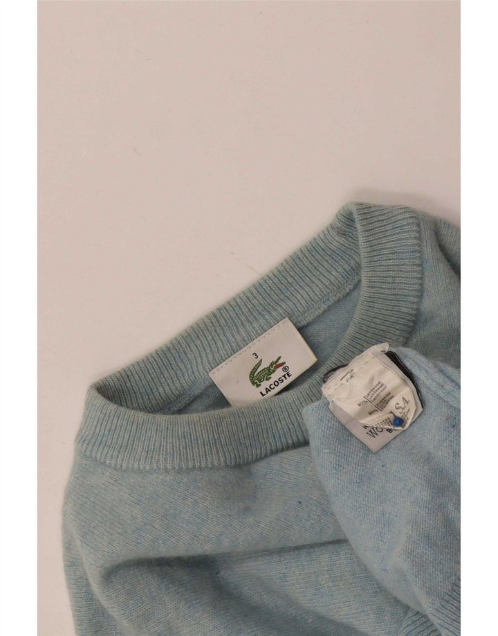 Lacoste Mens Crew Neck Jumper Sweater Size 3 Small Blue Lambswool