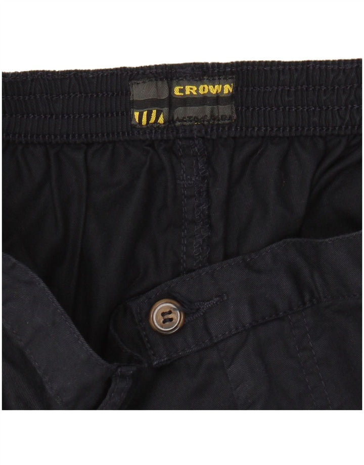 CROWN Mens Chino Shorts W32 Medium Navy Blue Cotton