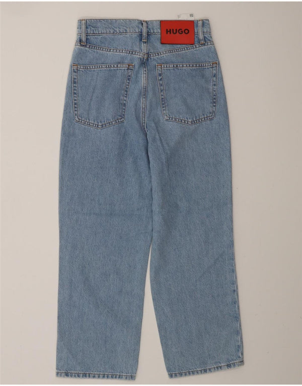 HUGO BOSS Womens Wide Leg Crop High Waist Jeans W26 L25 Blue Cotton