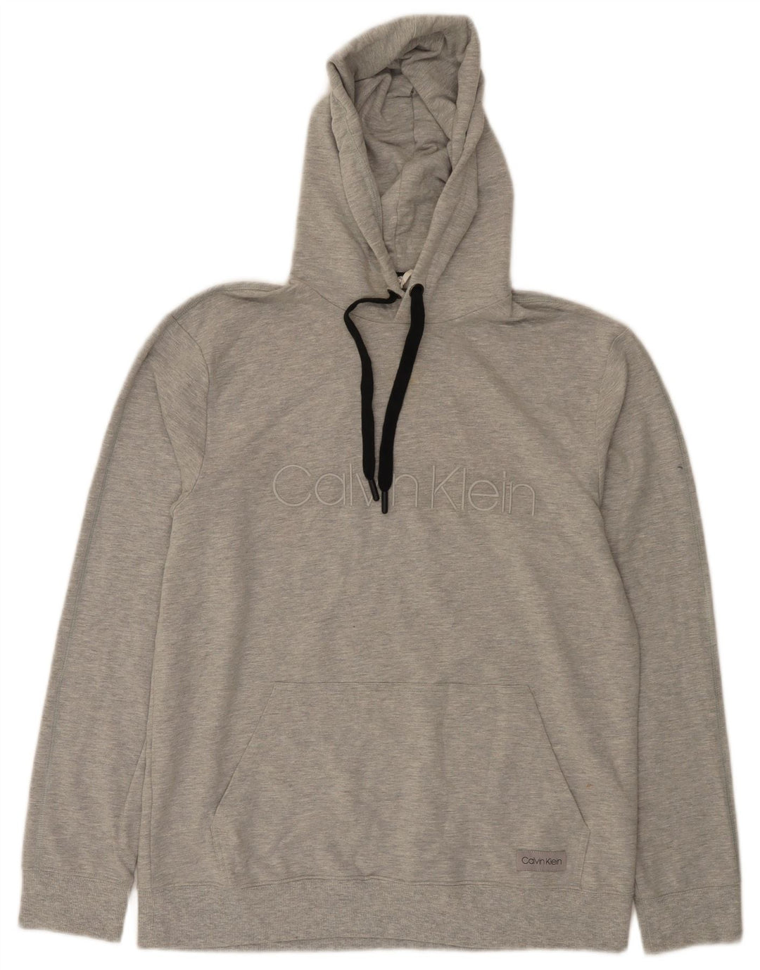 Calvin Klein Mens Graphic Hoodie Jumper Medium Grey Flecked Cotton