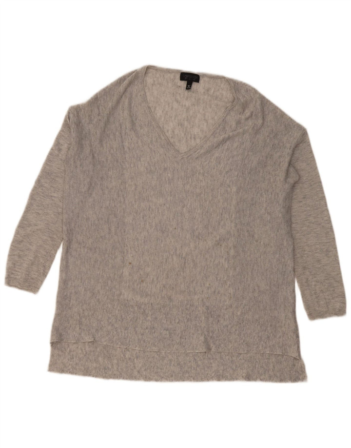 Topshop Womens Oversized Top Long Sleeve UK 6 XS Grey Flecked Polyester