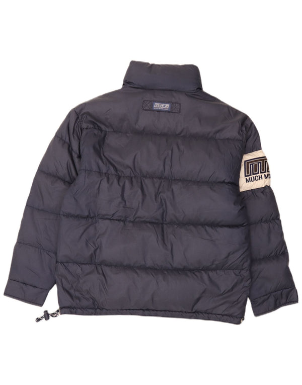 Much More Mens Graphic Padded Jacket UK 38 Medium Navy Blue Colourblock