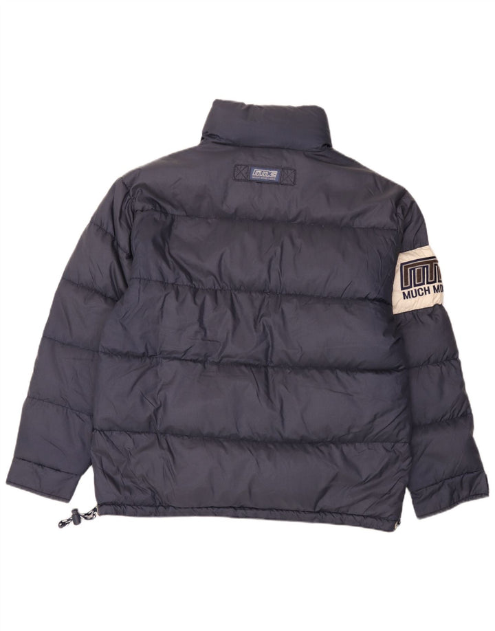 Much More Mens Graphic Padded Jacket UK 38 Medium Navy Blue Colourblock