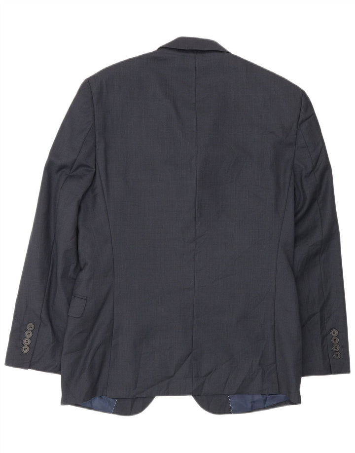 Dkny Mens 2 Button Slim Fit Blazer Jacket EU 46 Small Navy Blue Wool
