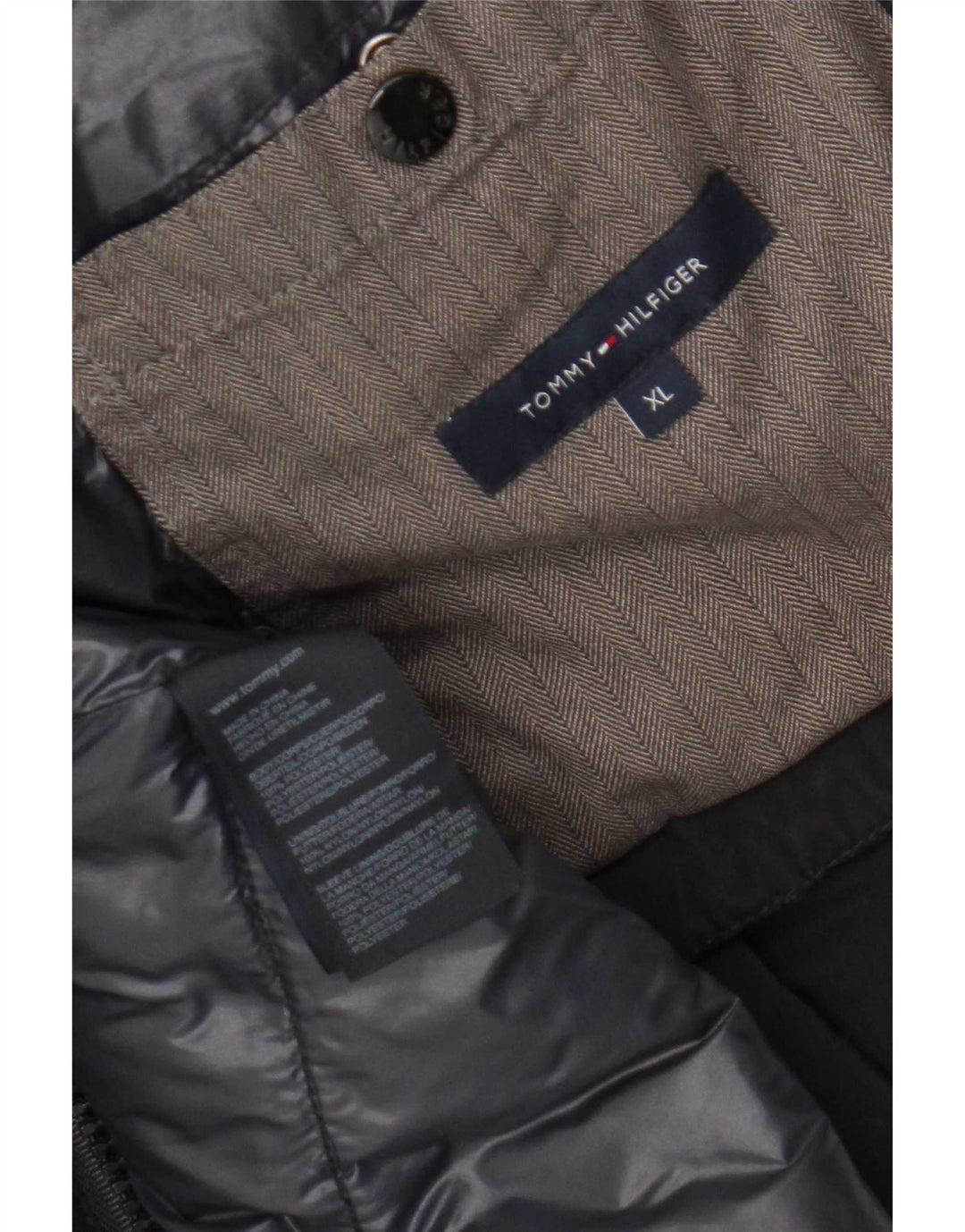 Tommy Hilfiger Mens Hooded Padded Coat UK 42 XL Black Polyester