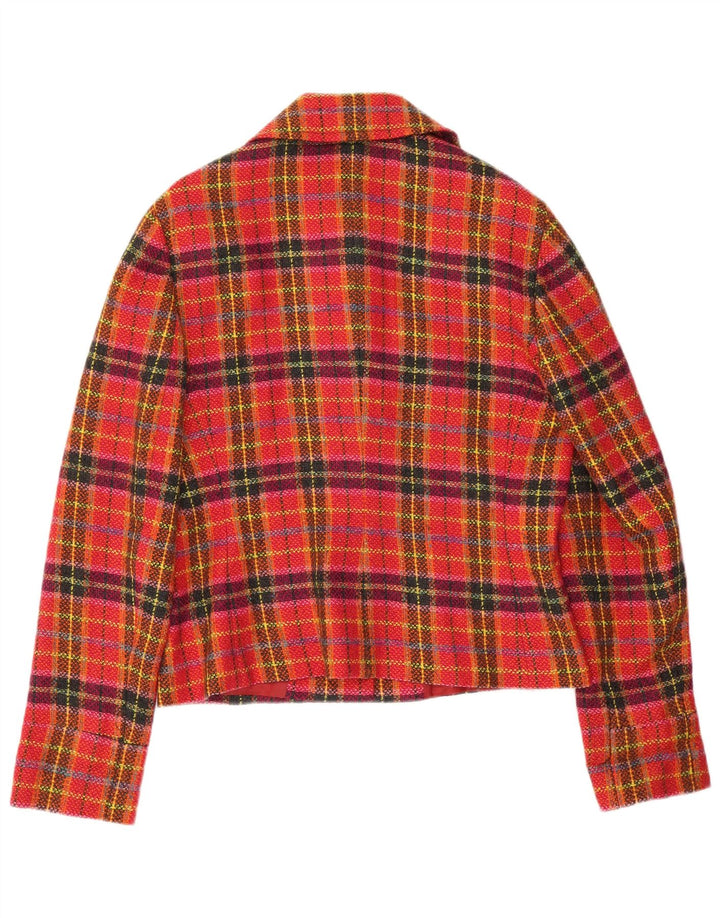 Prisma Womens 5 Button Blazer Jacket UK 14 Large Red Check Wool