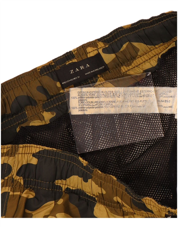 Zara Mens Graphic Swimming Shorts Medium  Brown Camouflage Polyester