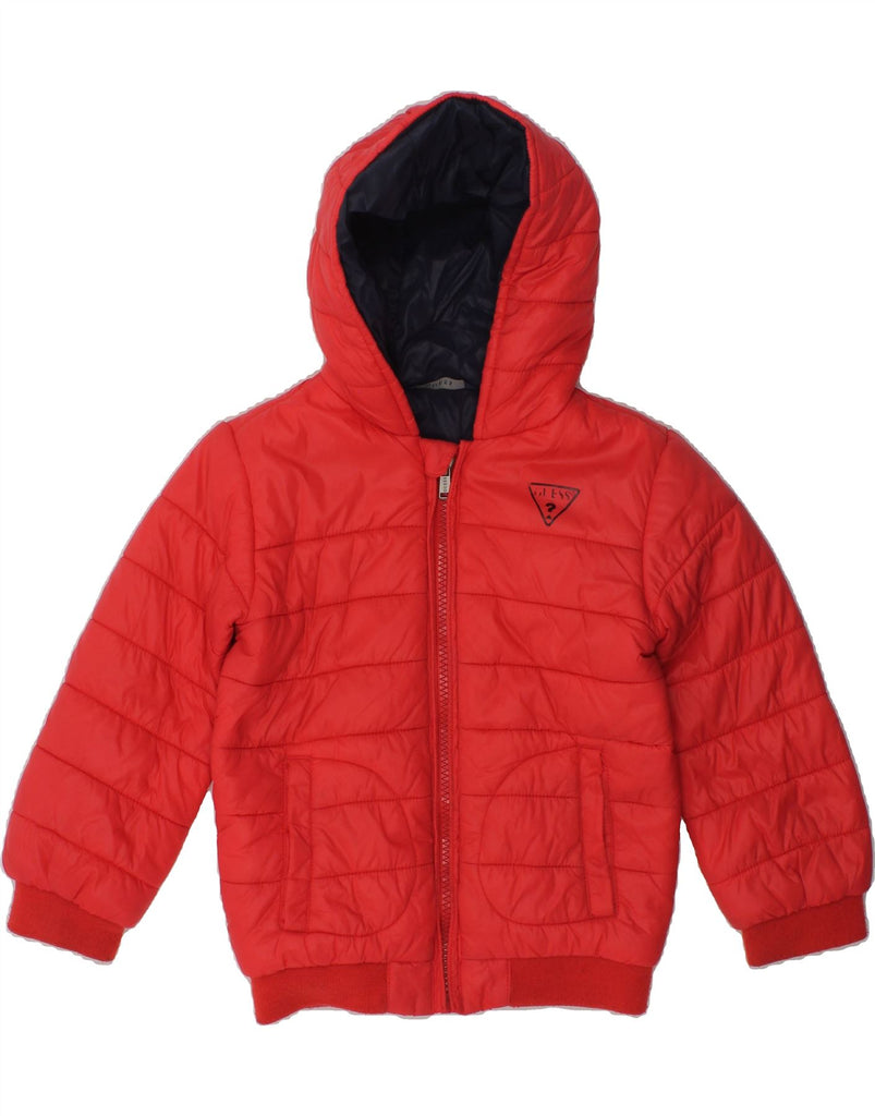 GUESS Girls Hooded Padded Jacket 2-3 Years Red Polyamide | Vintage Guess | Thrift | Second-Hand Guess | Used Clothing | Messina Hembry 