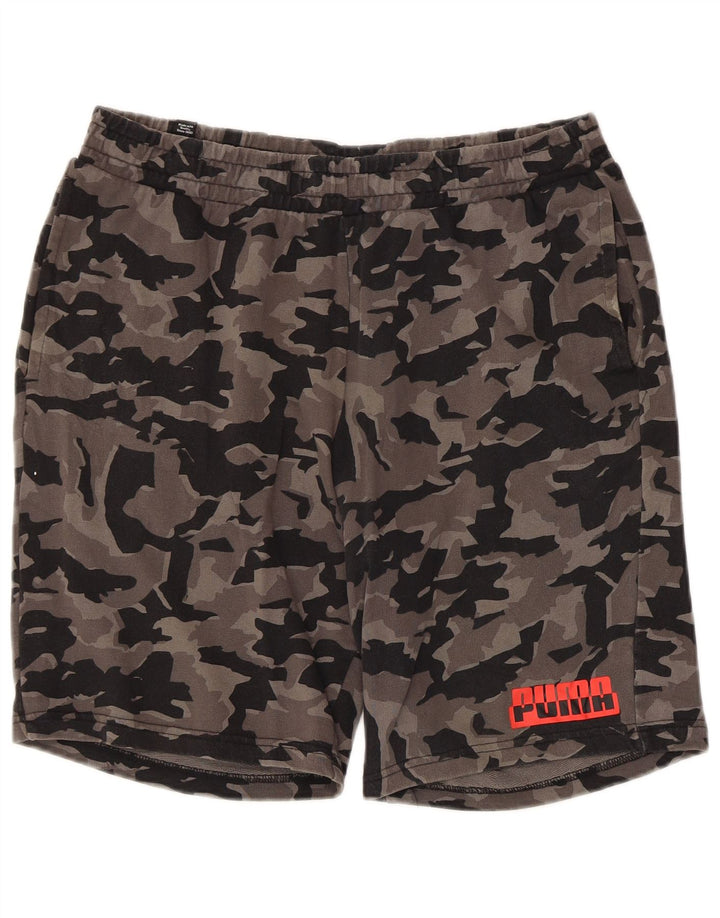 Puma Mens Sport Shorts Large Grey Camouflage Cotton