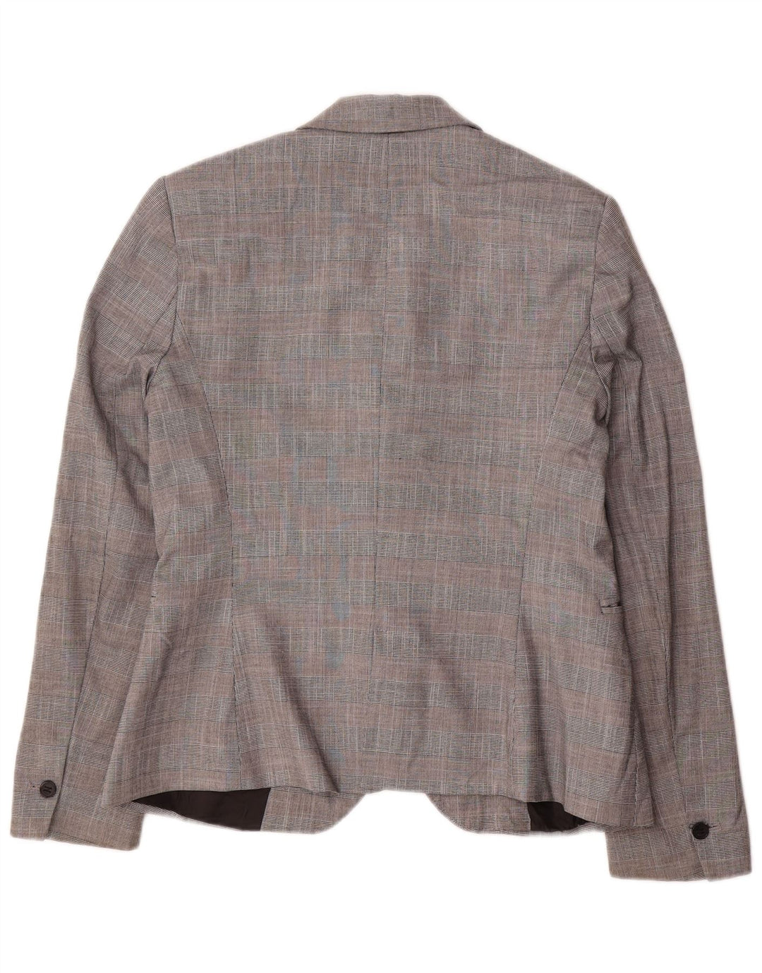 Zara Womens 1 Button Blazer Jacket EU 40 Medium Grey Check Polyester