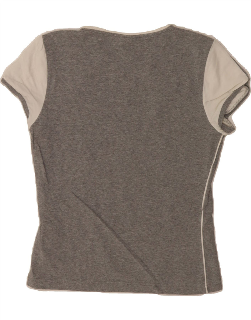 CHAMPION Womens Graphic T-Shirt Top UK 14 Large Grey Colourblock Cotton Vintage Champion and Second-Hand Champion from Messina Hembry 