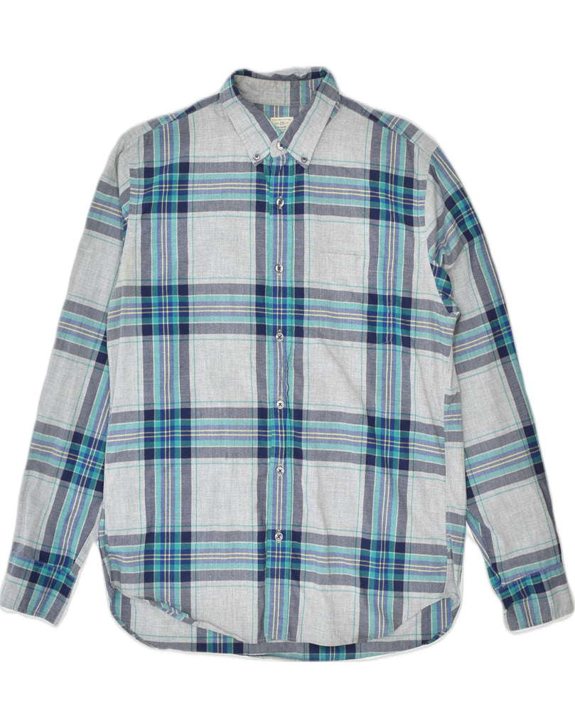 J. CREW Mens Shirt Medium Grey Check Cotton | Vintage | Thrift | Second-Hand | Used Clothing | Messina Hembry 