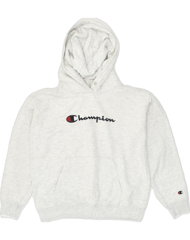 CHAMPION Womens Oversized Graphic Hoodie Jumper UK 6 XS White Cotton | Vintage Champion | Thrift | Second-Hand Champion | Used Clothing | Messina Hembry 