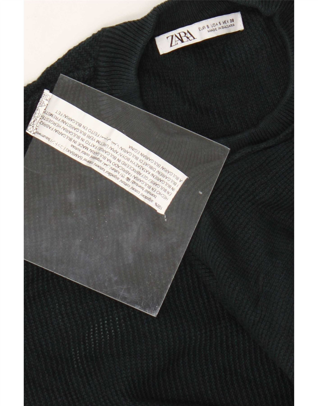 Zara Mens Crew Neck Jumper Sweater Small Green Cotton