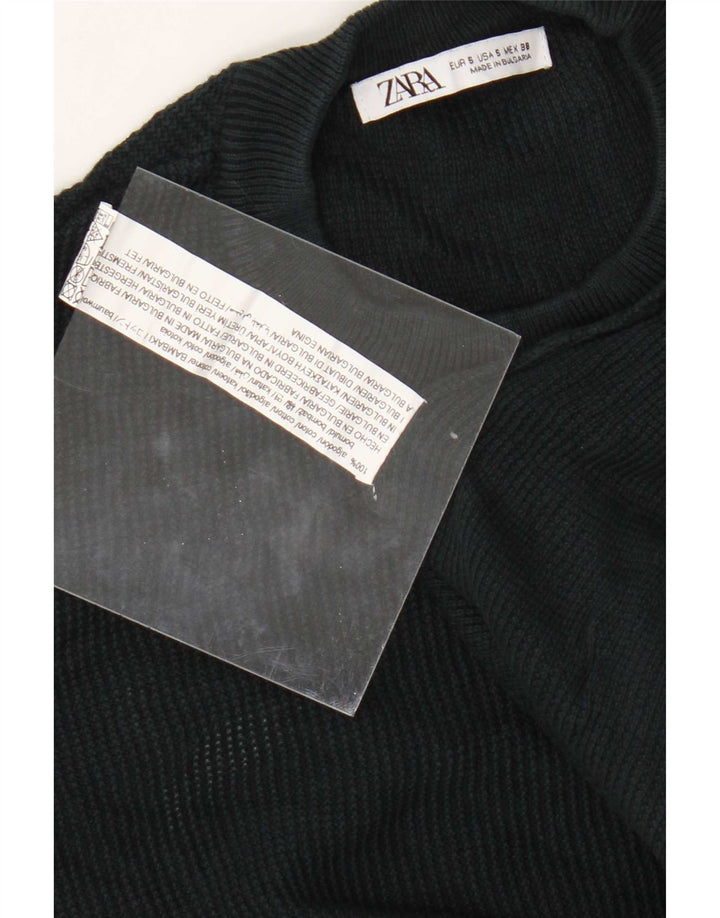 Zara Mens Crew Neck Jumper Sweater Small Green Cotton
