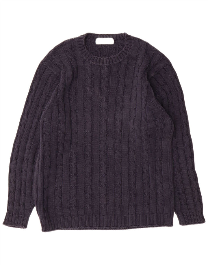 Marks & Spencer Mens Boat Neck Jumper Sweater Small Navy Blue Cotton